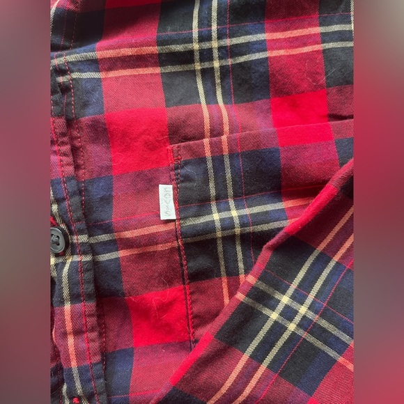 Levi’s Boyfriend-Fit Plaid Shirt XS 100% Cotton Red/Blue Vintage Y2K - Picture 3 of 6